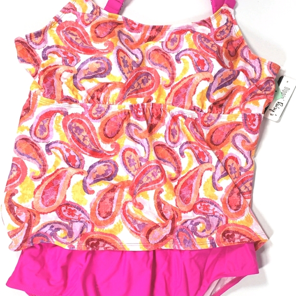 Pink Bathing Suit Tankini Size 20 Dippin Daisy's - Picture 3 of 13